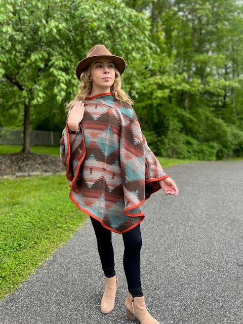 Desert Sunset Handcrafted Poncho - BThunderLuxe
