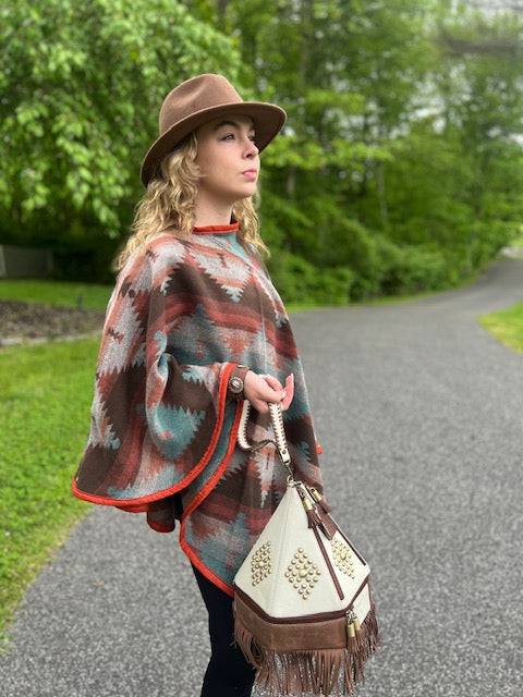 Desert Sunset Handcrafted Poncho - BThunderLuxe