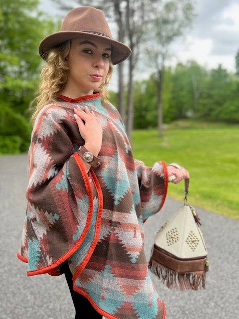 Desert Sunset Handcrafted Poncho - BThunderLuxe